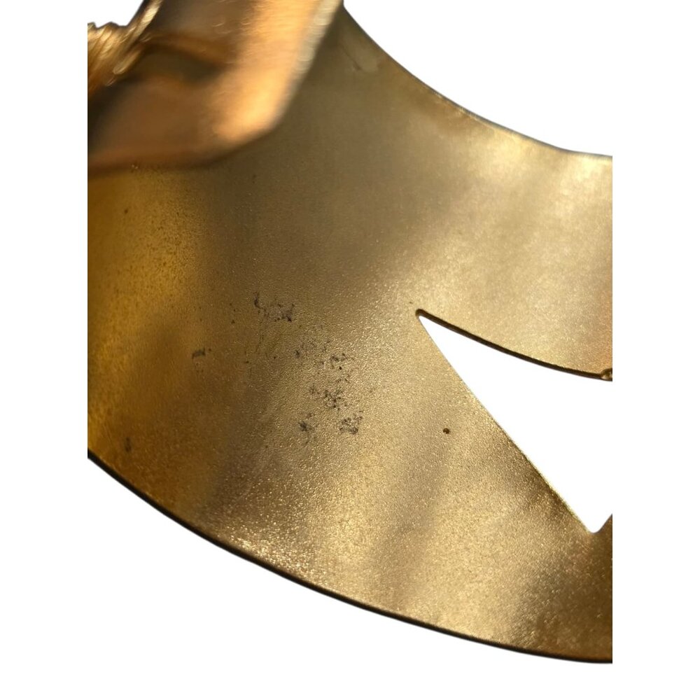Vintage 80s Sand Blasted Matte Gold Modernist Cuff Bracelet (A9261) - Picture 8 of 9